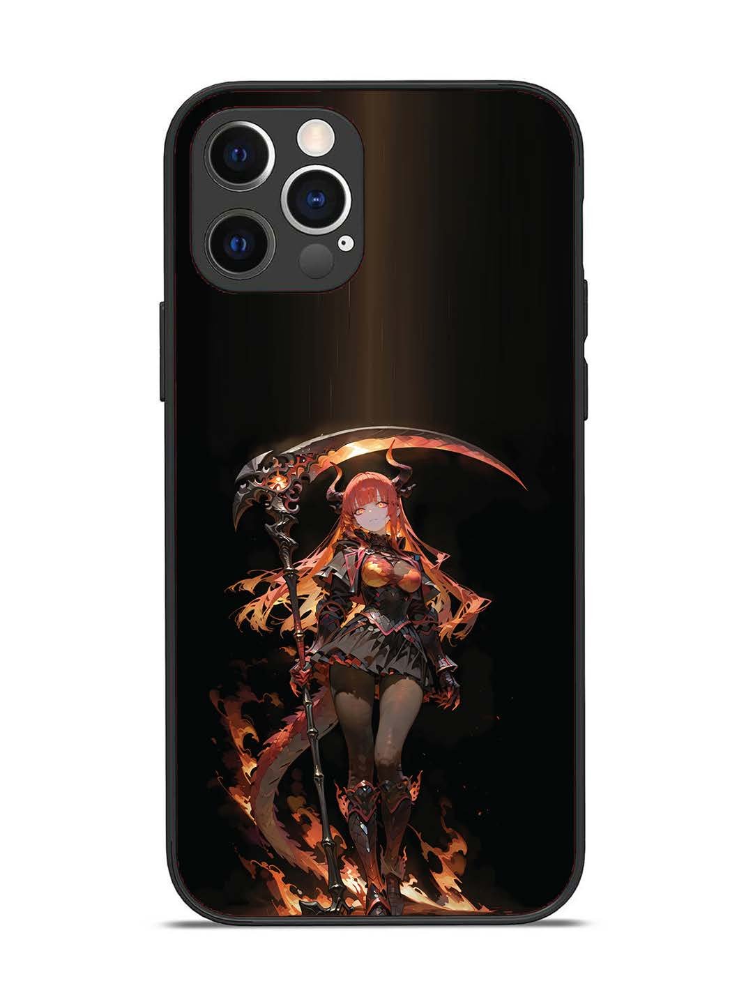 iPhone 12 Pro anime-girl-sycthe-red-hair-horn