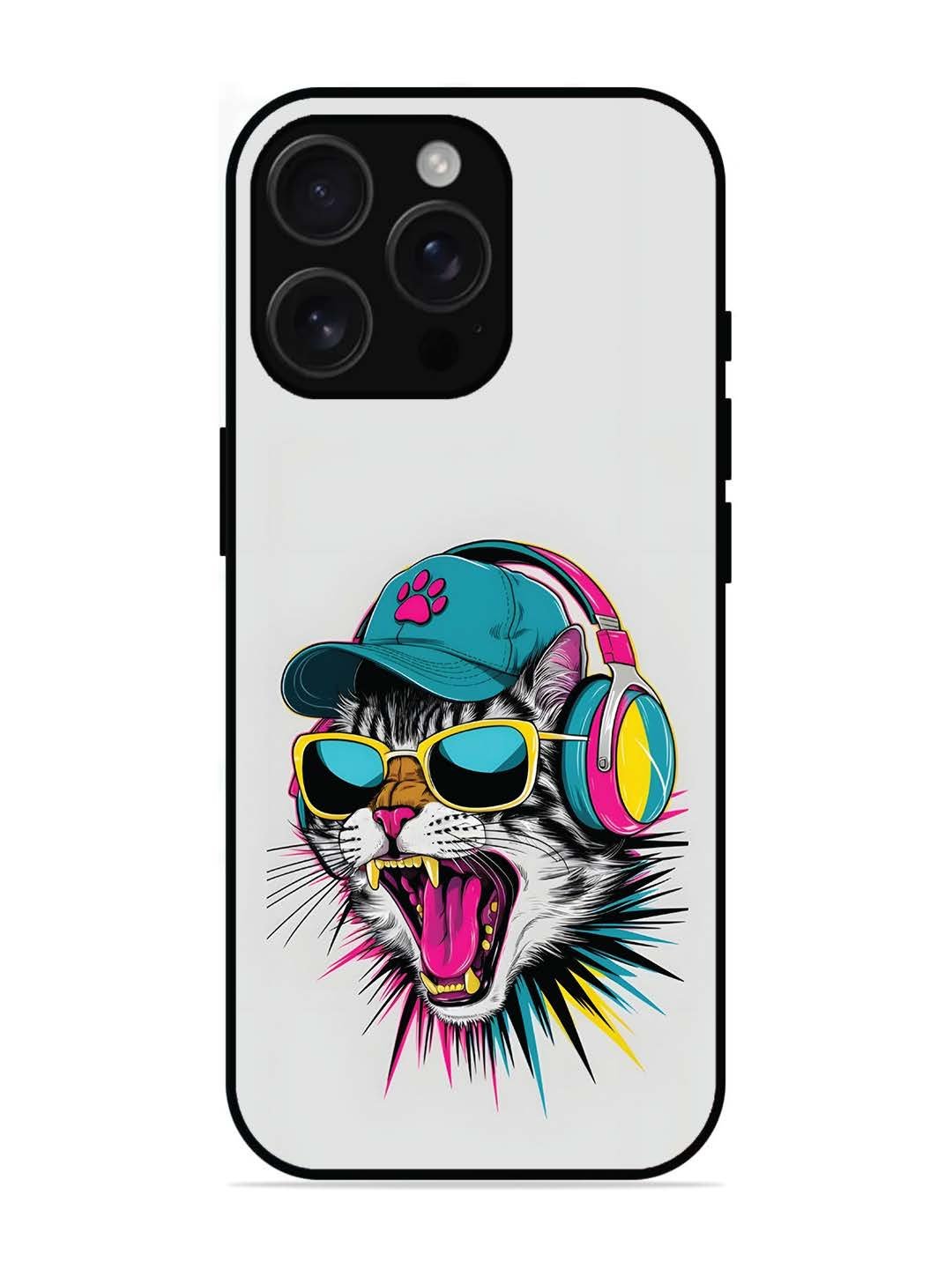 iPhone 16 pro max Neon Pop Art DJ Cat Vibe