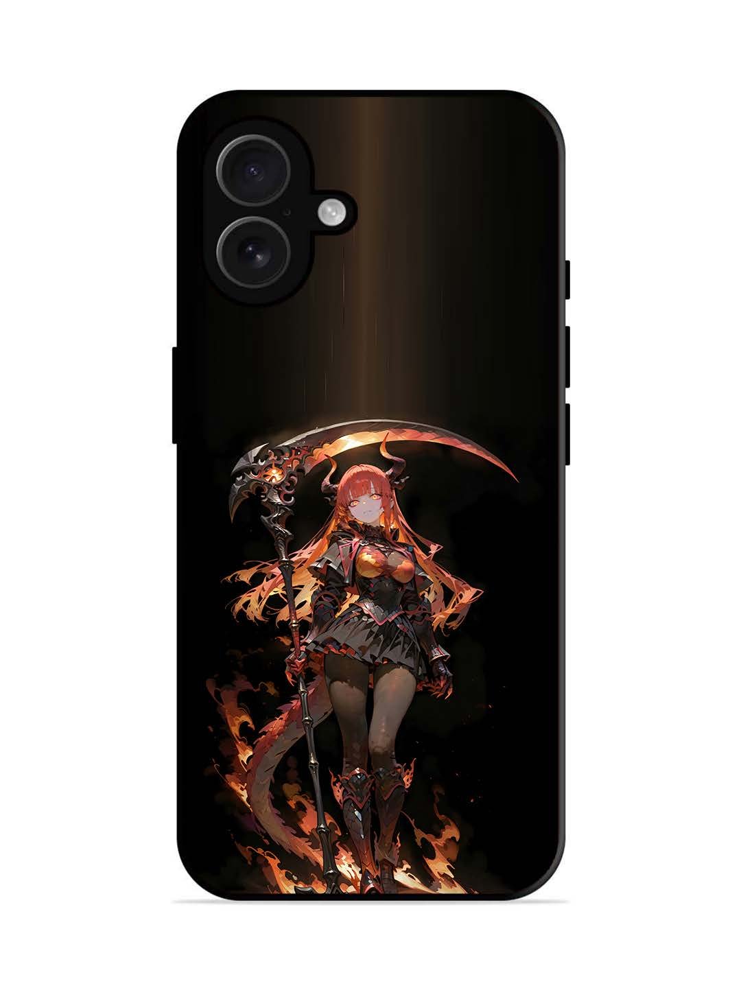 iPhone 16 plus anime-girl-sycthe-red-hair-horn