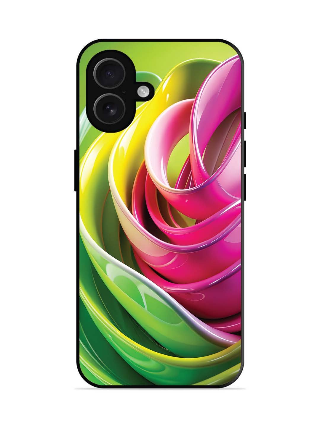 iPhone 16 plus Vibrant Swirl Glossy Ribbon Art