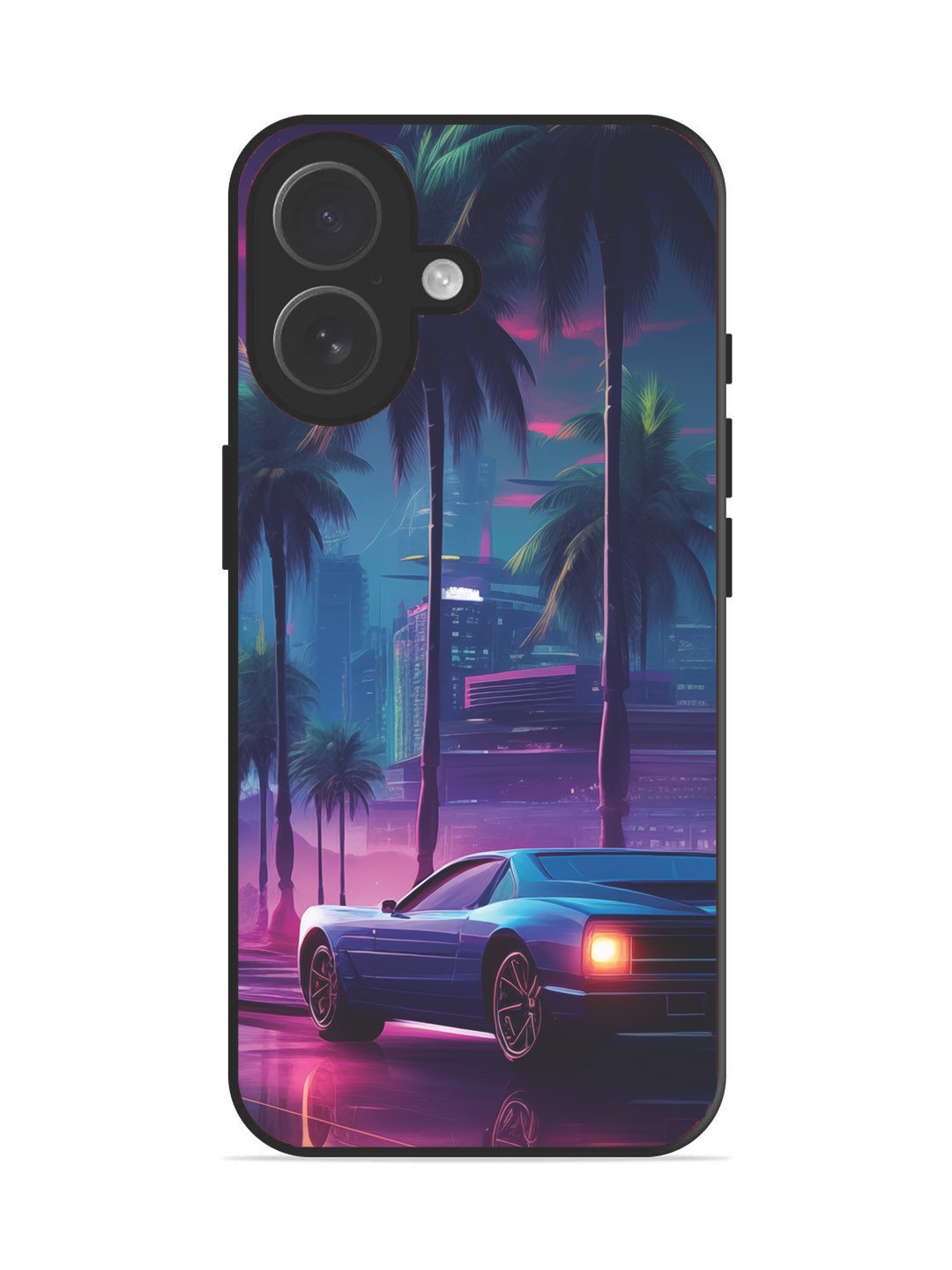 iPhone 17 sunset-sports-car-city-palm-trees