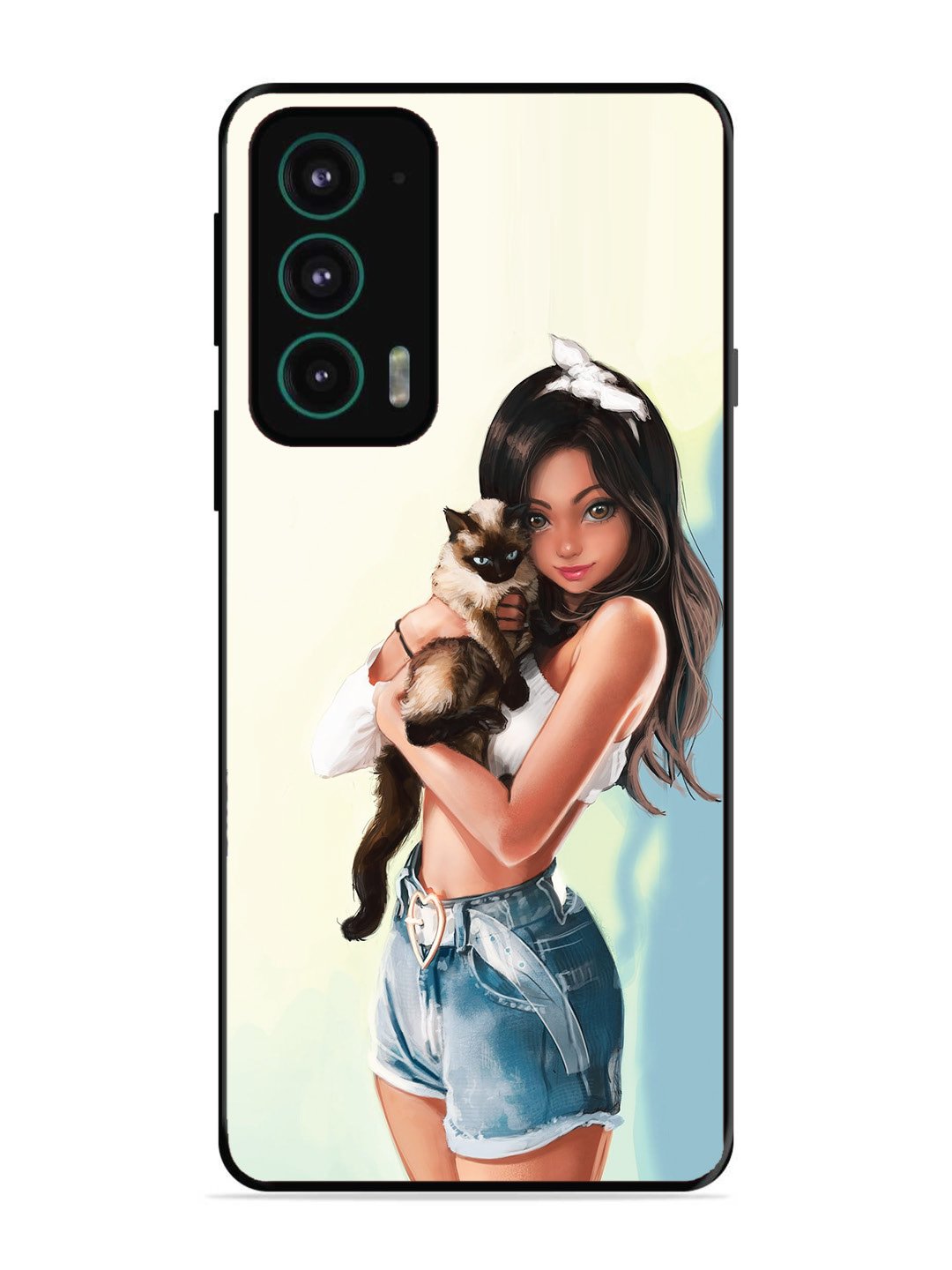 Motorola Moto Edge 20 Cute Girl with Cat