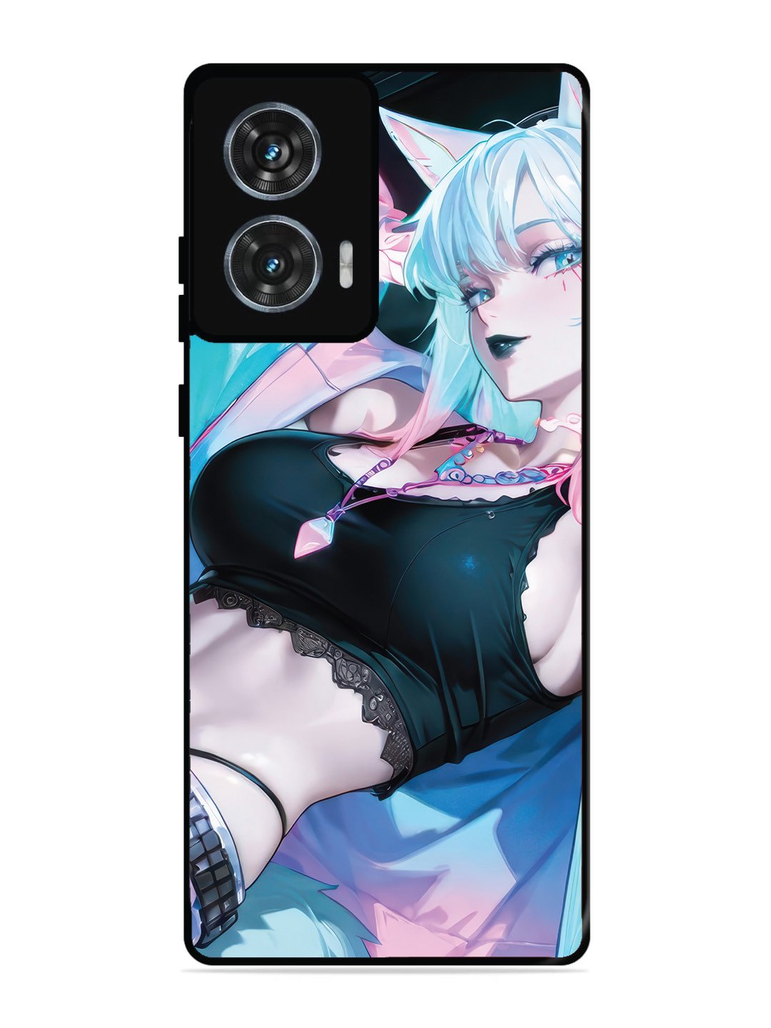 Motorola Edge 50 Fusion anime girl fox headpohone white Hair
