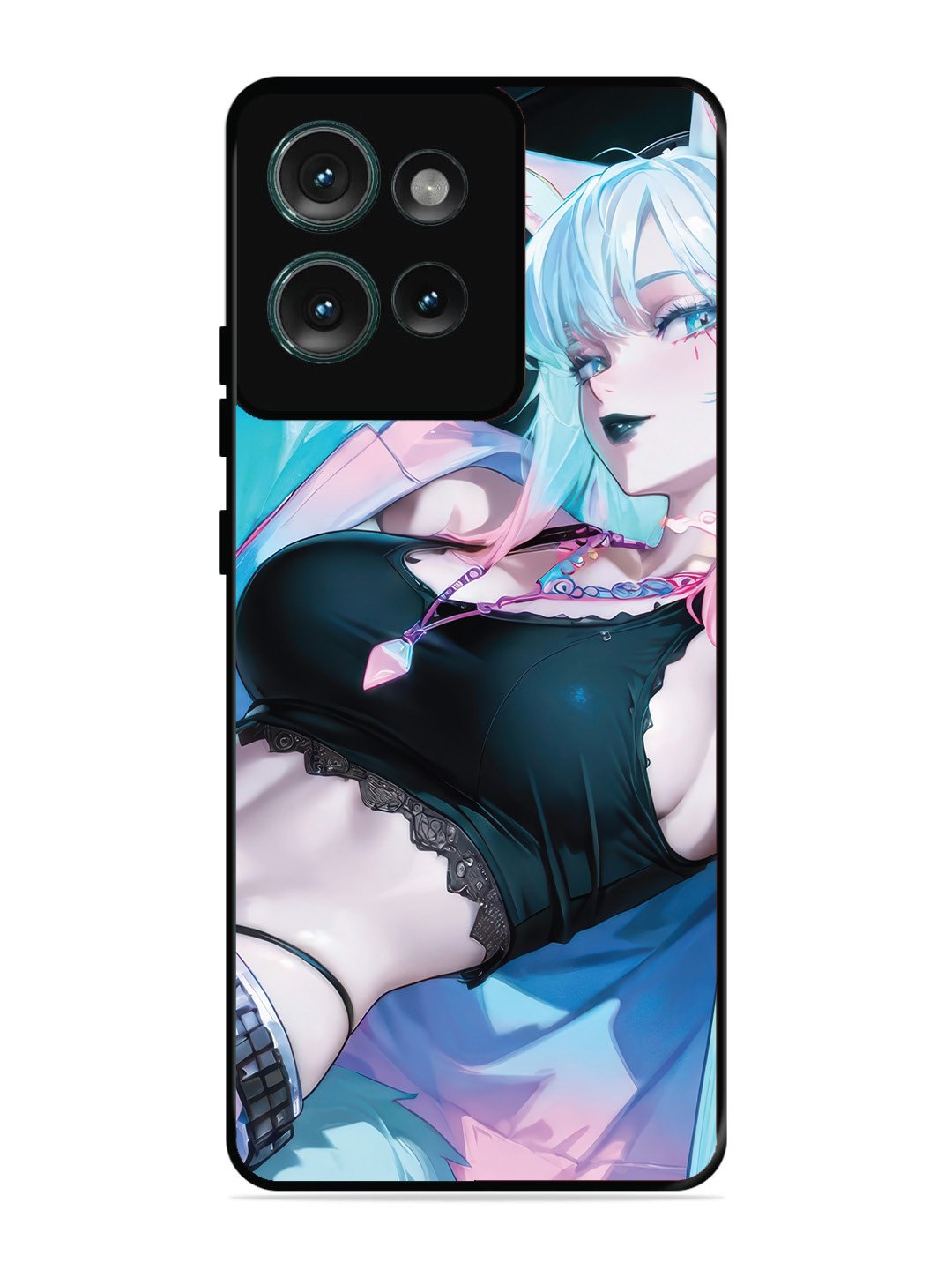 Motorola Edge 50 anime girl fox headpohone white Hair