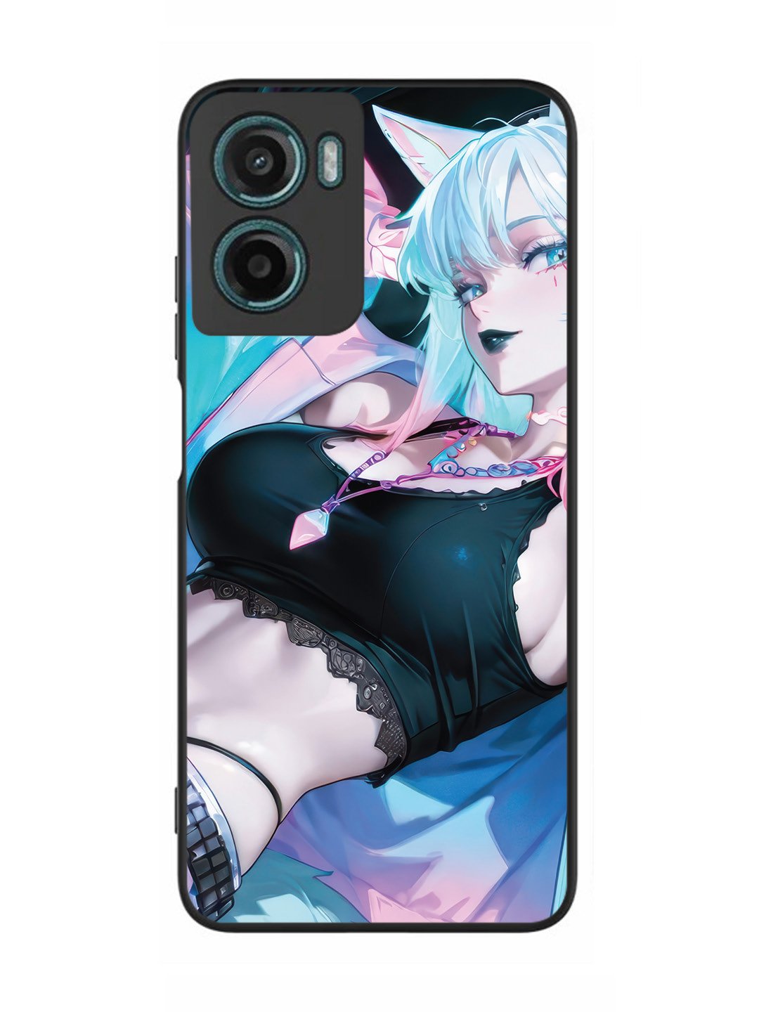 Motorola Moto G05 anime girl fox headpohone white Hair