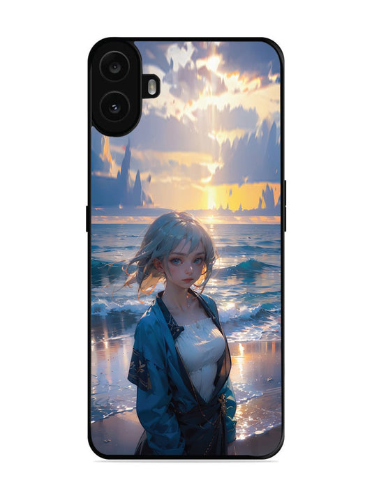 Nothing CMF Phone 1 Anime Girl Beach Ocean Waves
