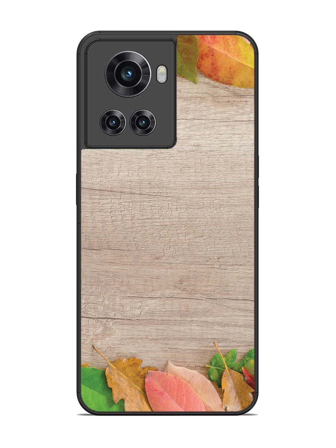OnePlus 10R Autumn Leafs On Wooden Table