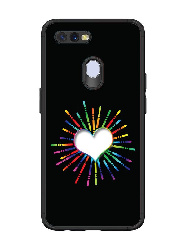 Oppo A7 Colourful Heart on Black