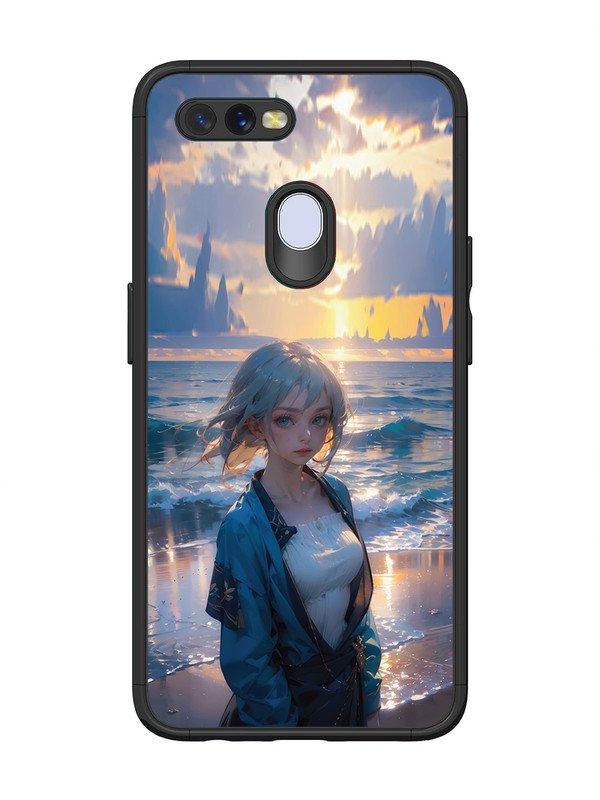 Oppo A7 Anime Girl Beach Ocean Waves
