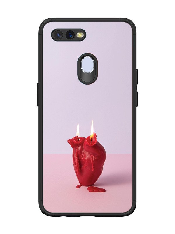 Oppo A7 A Lighted Heart Candle
