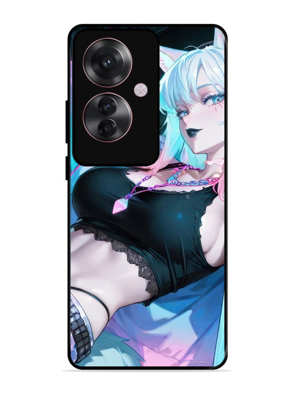 Oppo F25 Pro 5G anime girl fox headpohone white Hair