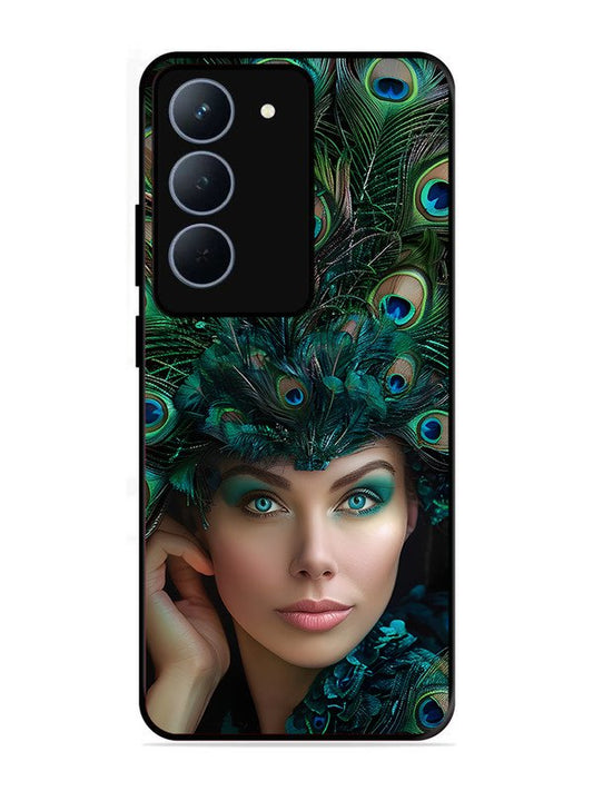realme 14x 5g Girl with peacock feather Crown