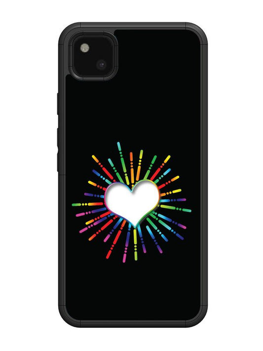 Google Pixel 4A Colourful Heart on Black