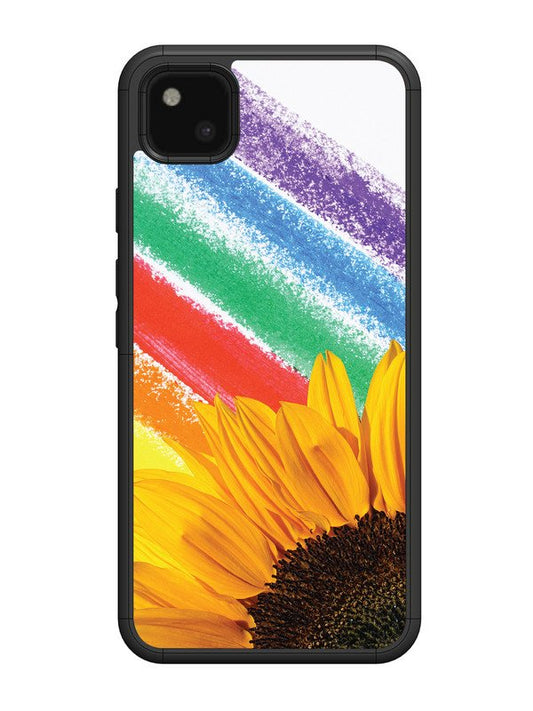 Google Pixel 4A Sunflower on Colourful Lines