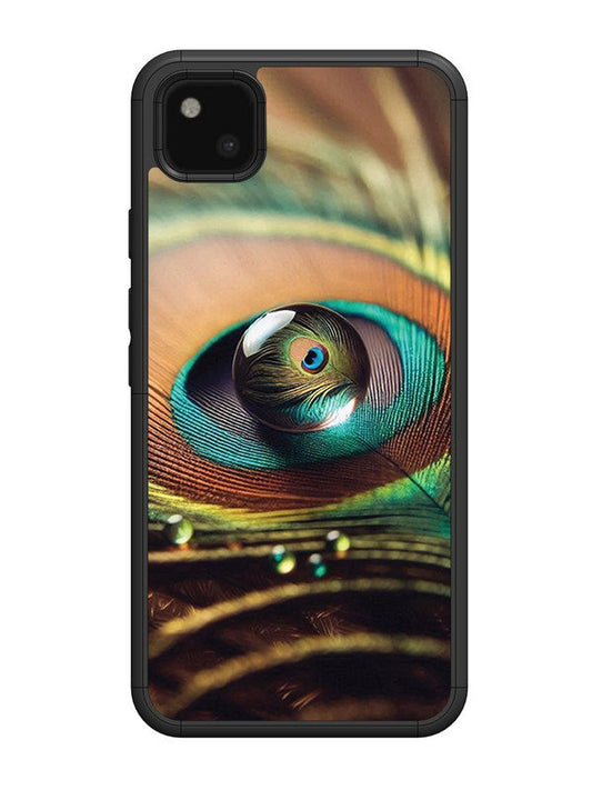 Google Pixel 4A Water Drop On Peacock Feather