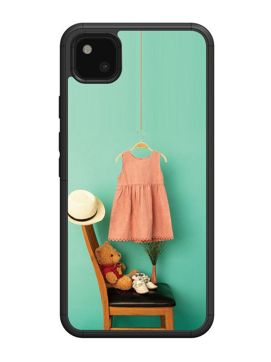 Google Pixel 4A Trendy dress for girl near toy bear