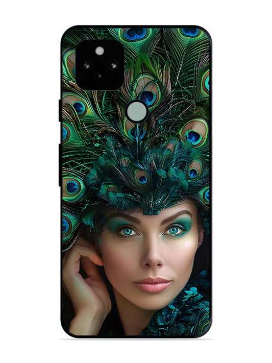 Google Pixel 5 Girl with peacock feather Crown