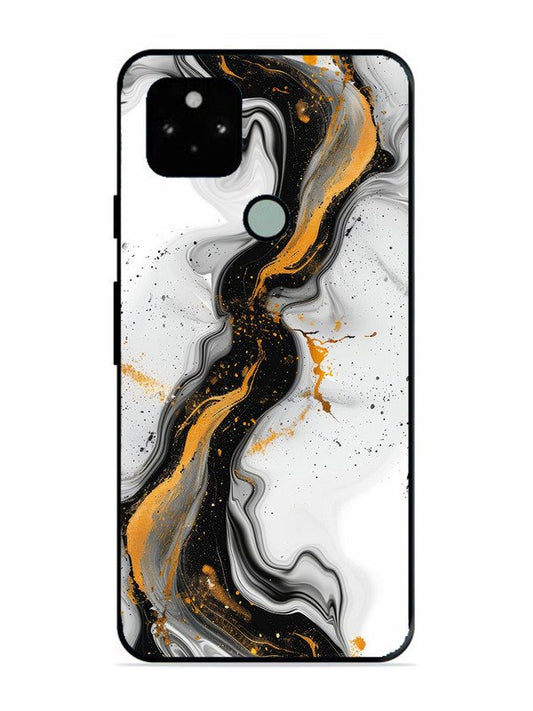 Google Pixel 5 Black And Golden Marble Essence