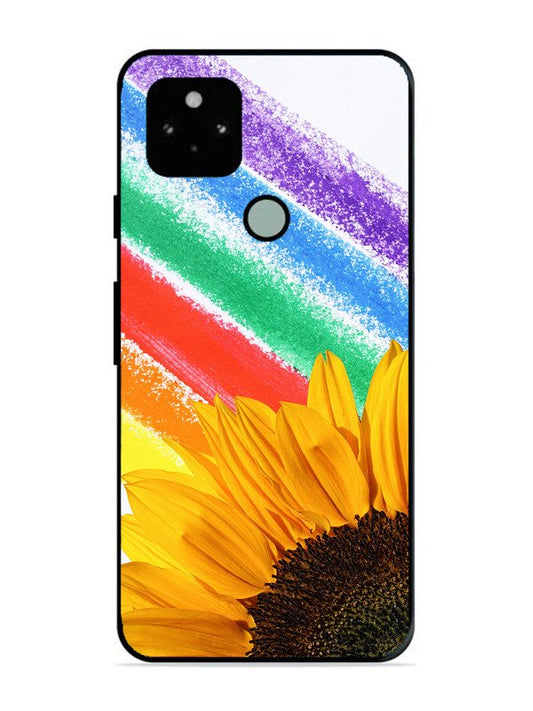 Google Pixel 5 Sunflower on Colourful Lines