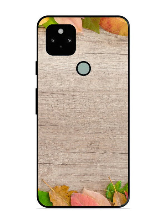 Google Pixel 5 Autumn Leafs On Wooden Table