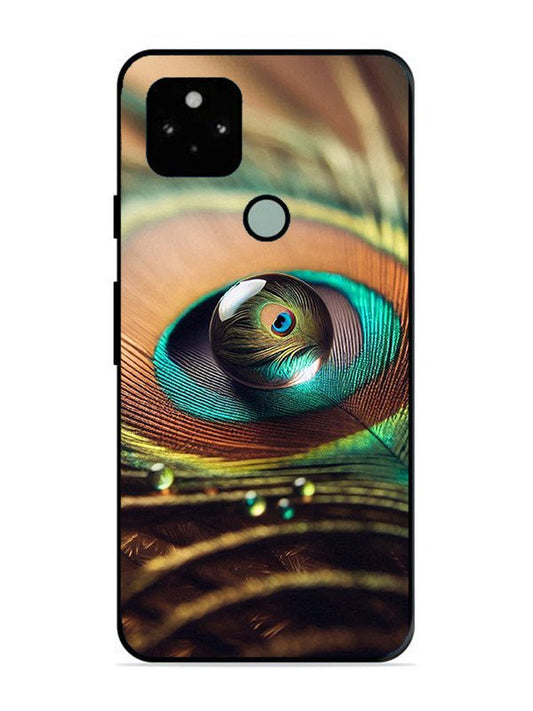 Google Pixel 5 Water Drop On Peacock Feather
