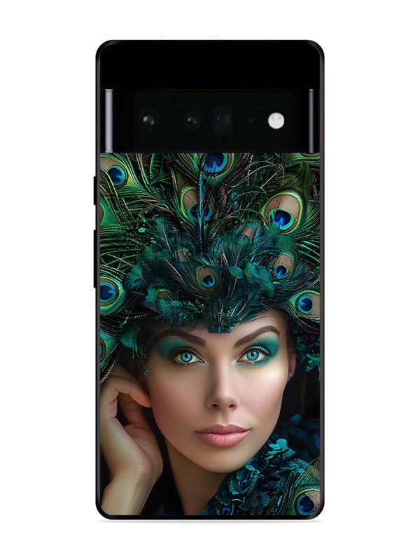 Google Pixel 6 Pro Girl with peacock feather Crown