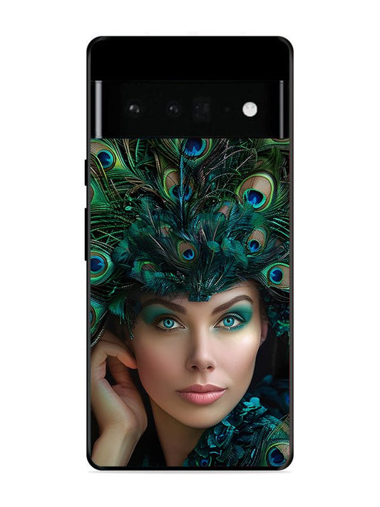 Google Pixel 6 Pro Girl with peacock feather Crown