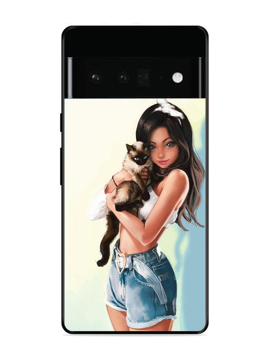 Google Pixel 6 Pro Cute Girl with Cat