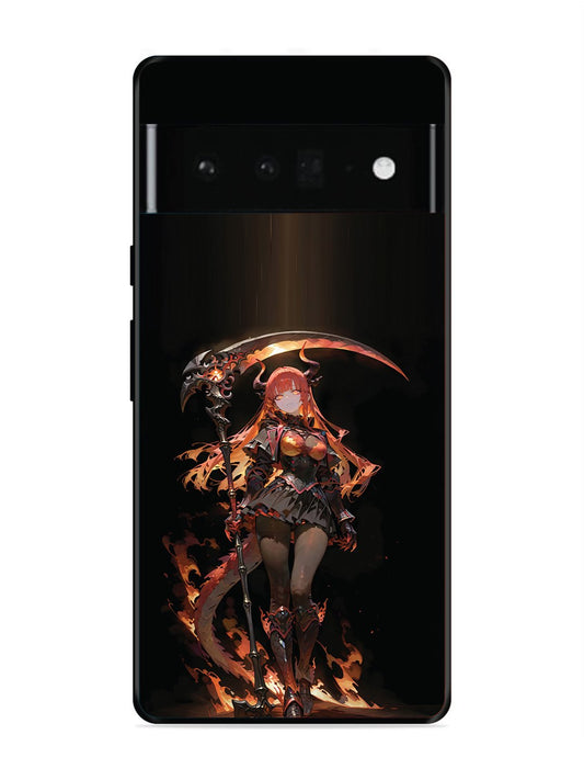 Google Pixel 6 Pro anime-girl-sycthe-red-hair-horn
