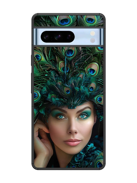 Google Pixel 8 Pro Girl with peacock feather Crown