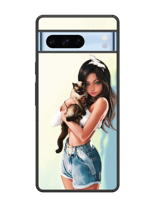 Google Pixel 8 Pro Cute Girl with Cat