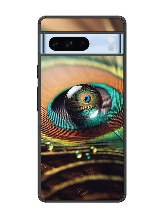 Google Pixel 8 Pro Water Drop On Peacock Feather