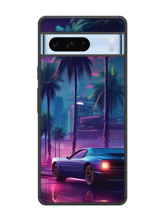 Google Pixel 8 Pro sunset-sports-car-city-palm-trees