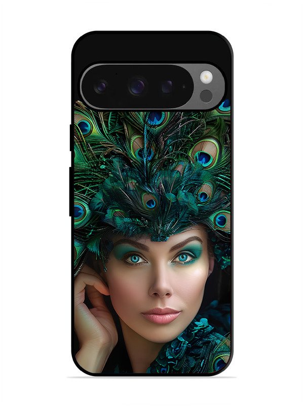 Google Pixel 9 Girl with peacock feather Crown