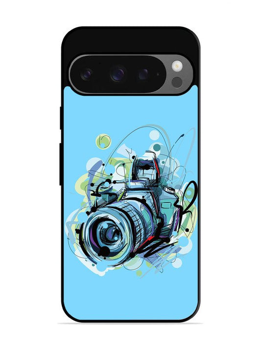 Google Pixel 9 Camera Blue Background