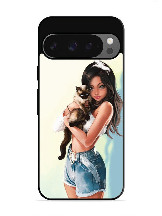 Google Pixel 9 Cute Girl with Cat