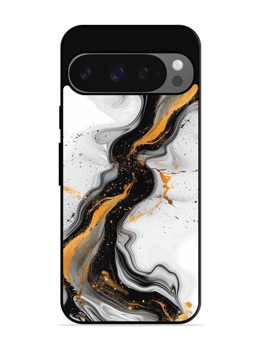 Google Pixel 9 Pro Black And Golden Marble Essence