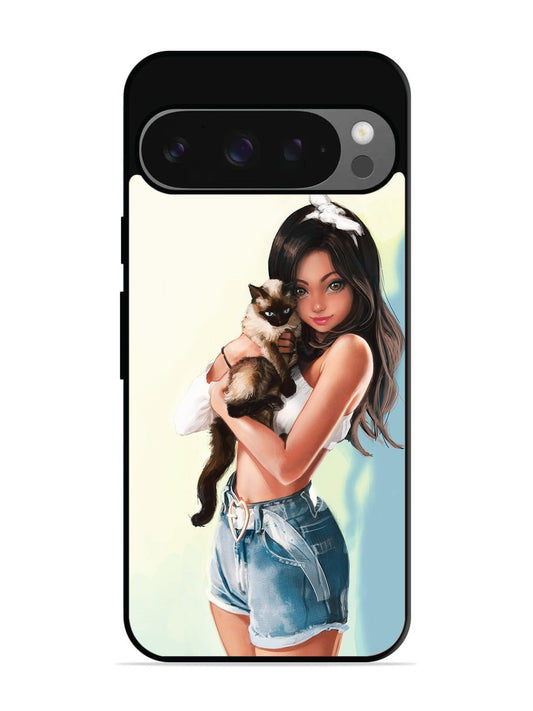 Google Pixel 9 Pro Cute Girl with Cat