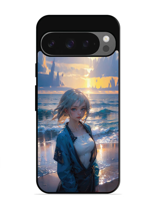 Google Pixel 9 Pro Anime Girl Beach Ocean Waves