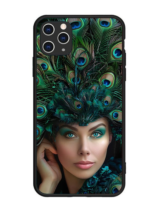 iPhone 11 Pro Max Girl with peacock feather Crown