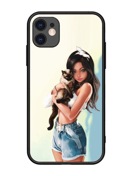 iPhone 11 Cute Girl with Cat