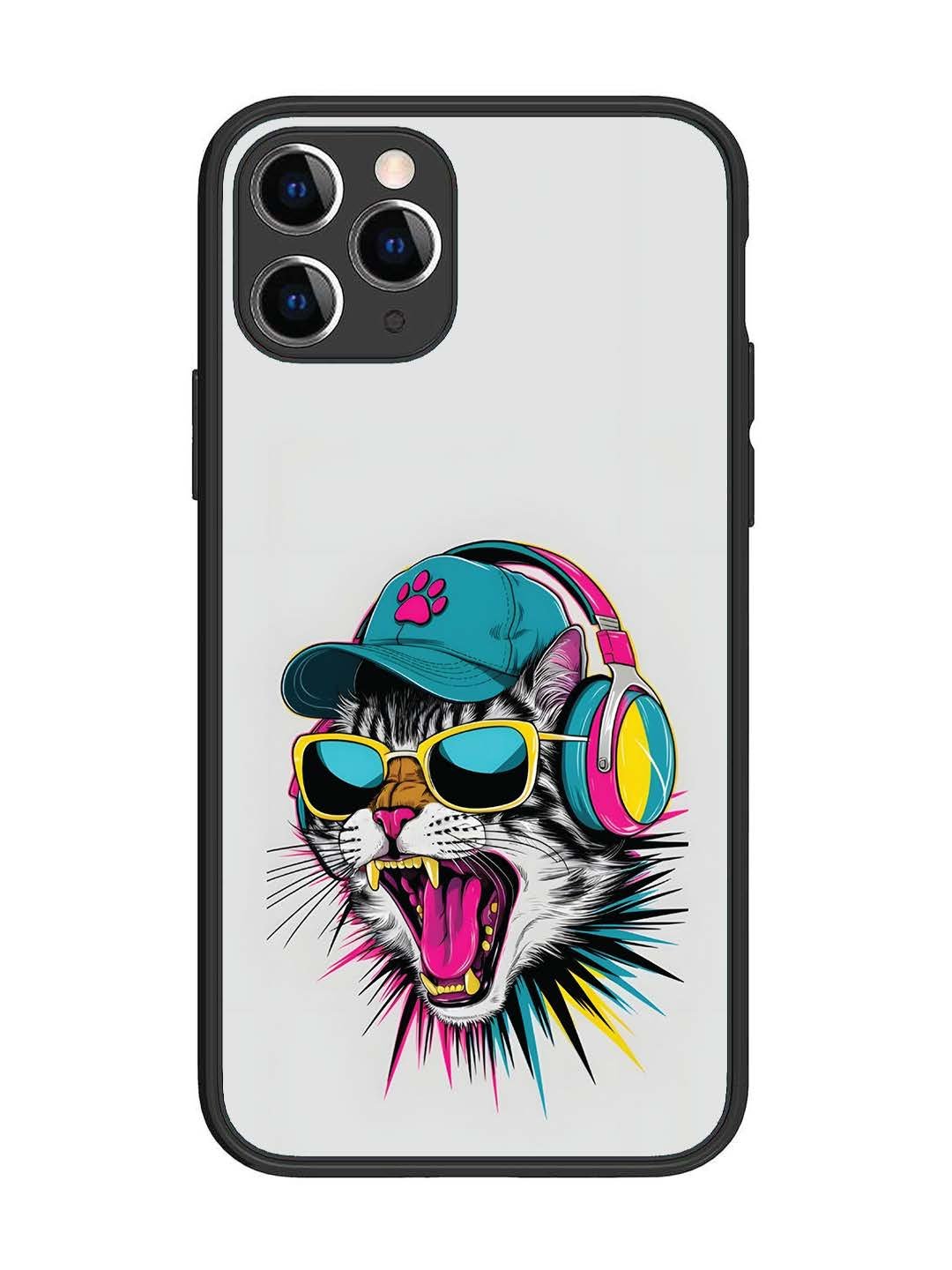 iPhone 11 Pro Neon Pop Art DJ Cat Vibe