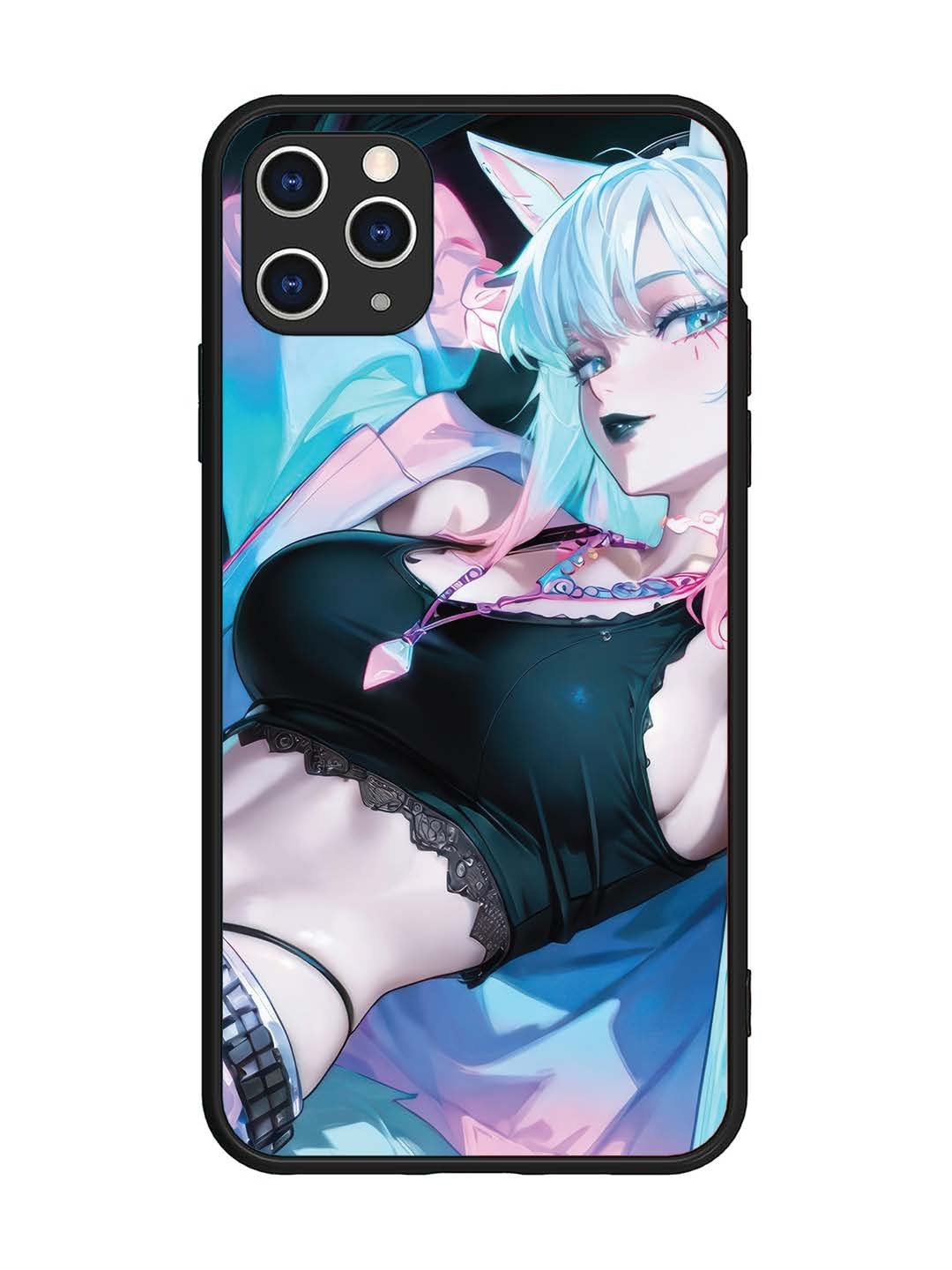 iPhone 11 Pro Max anime girl fox headpohone white Hair