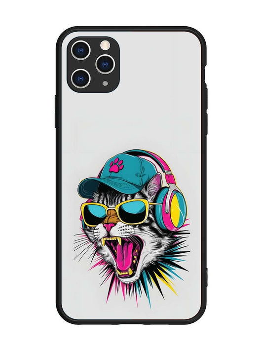 iPhone 11 Pro Max Neon Pop Art DJ Cat Vibe
