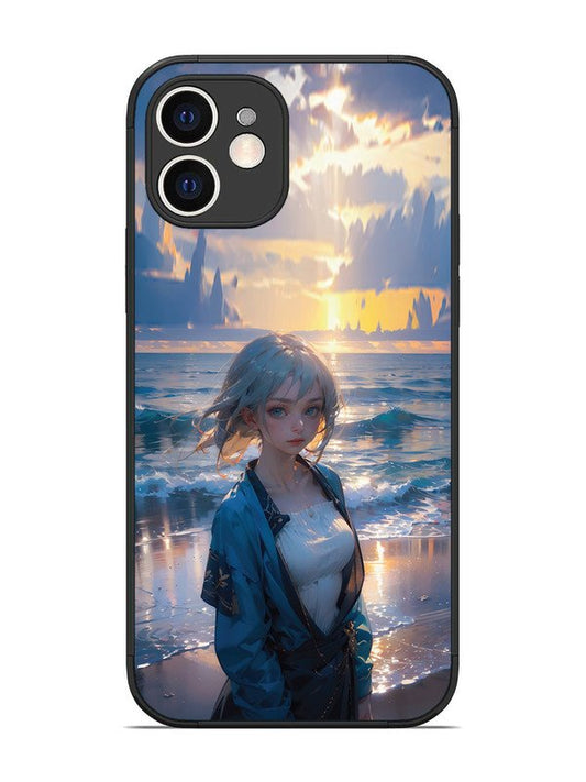 iPhone 12 Anime Girl Beach Ocean Waves