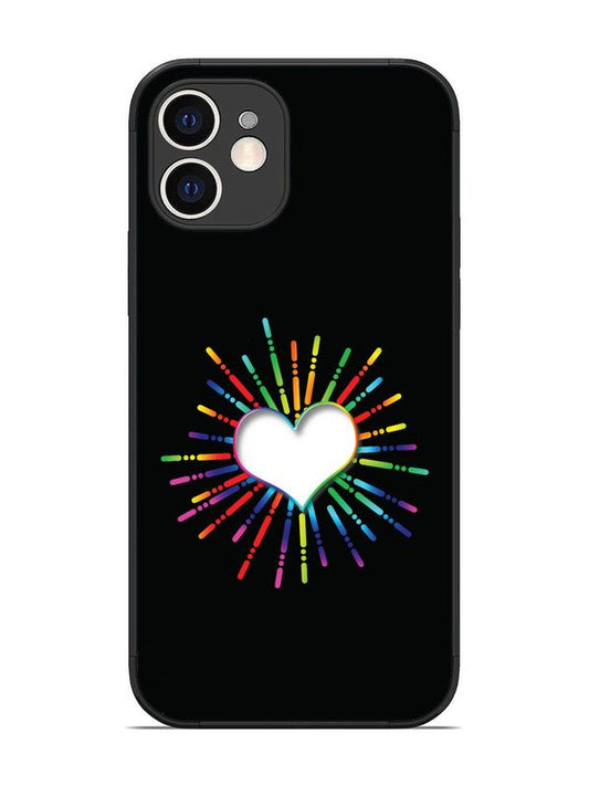 iPhone 12 Colourful Heart on Black