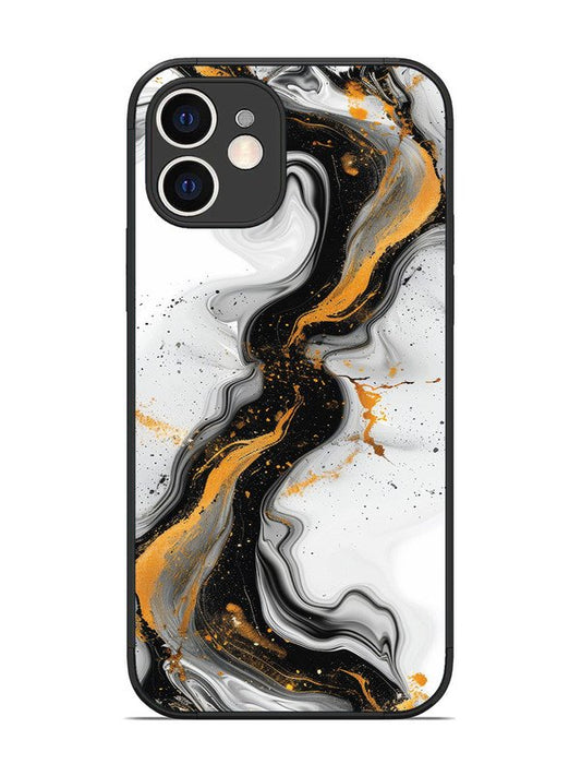 iPhone 12 Black And Golden Marble Essence