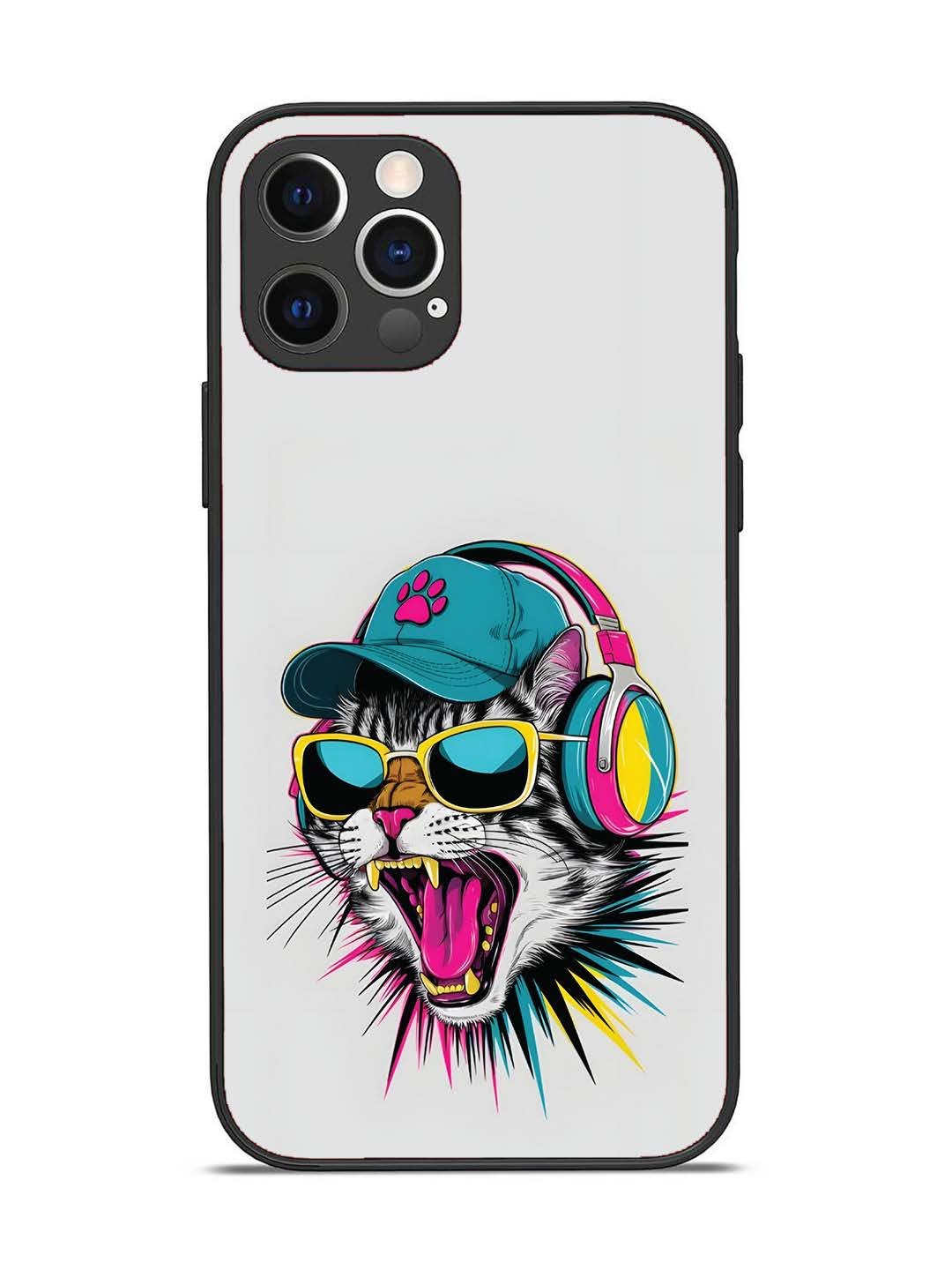 iPhone 12 Pro Neon Pop Art DJ Cat Vibe