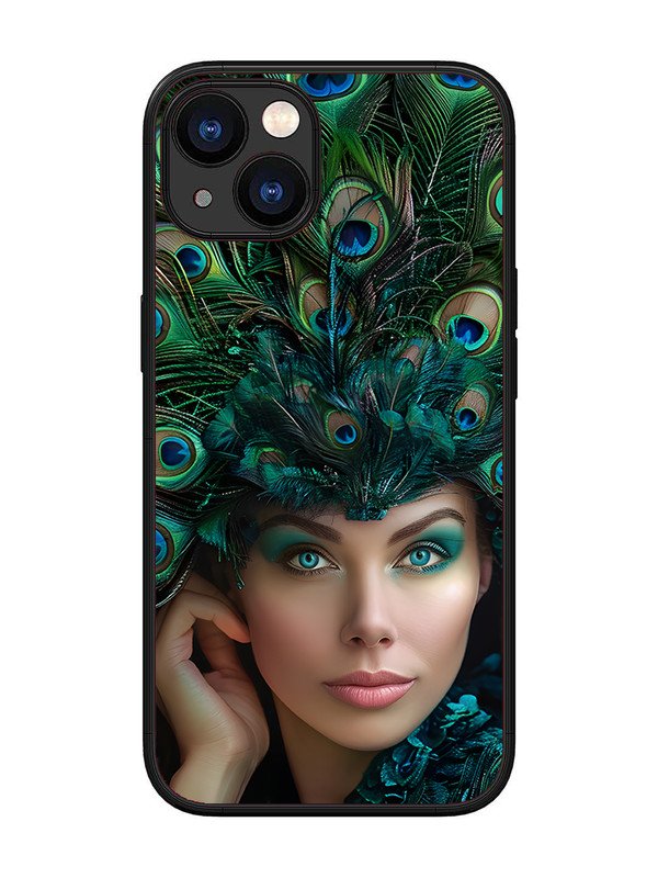 iPhone 13 Girl with peacock feather Crown