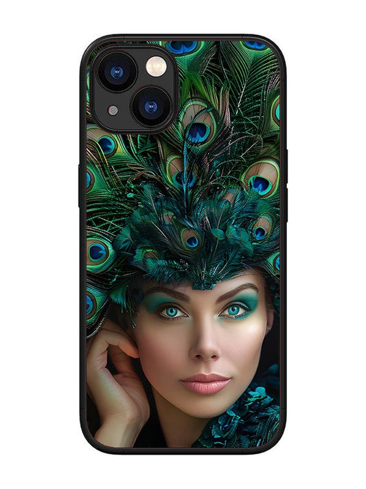 iPhone 13 Girl with peacock feather Crown
